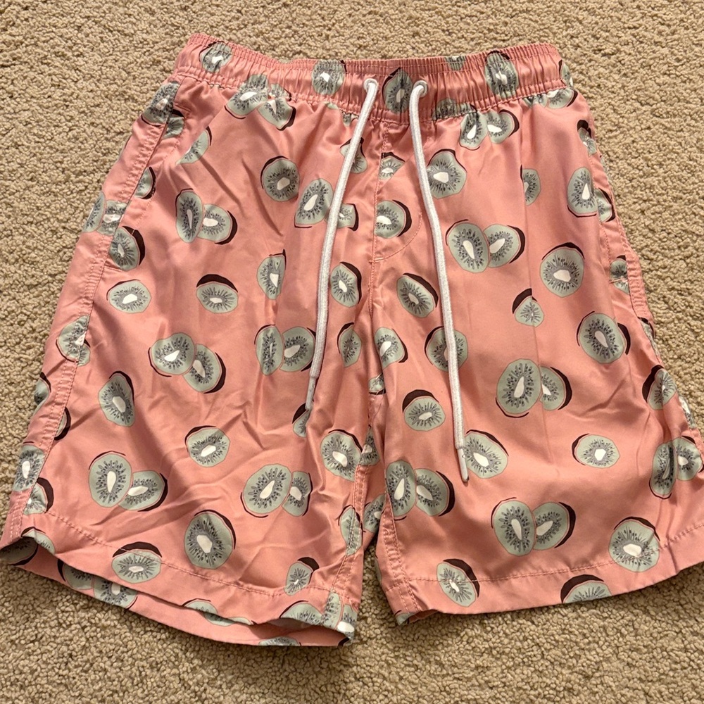 Pink Kiwi Print Swim Shorts